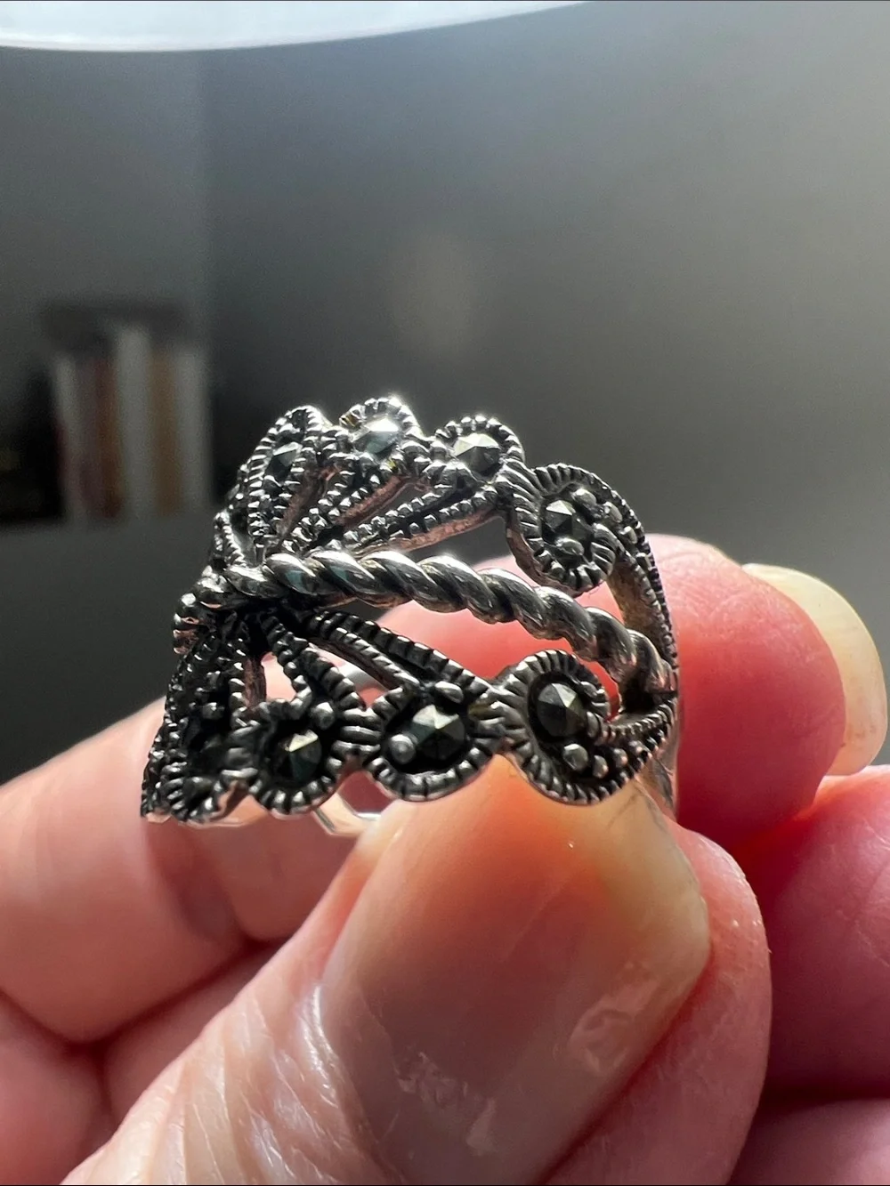 Intricate Silver-Tone Filigree Statement Ring - Vintage